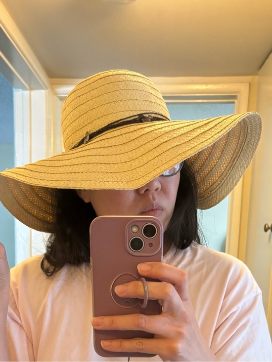 Disney Accessories - Disney Beige Wide Brim Sun Hat with Dark Brown Trim and Mickey Mouse Meta Detail